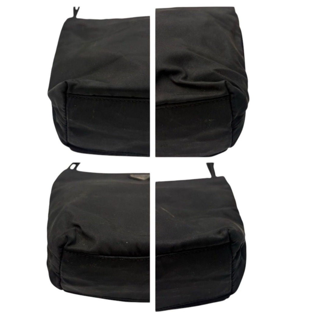 Prada Tessuto Triangle Logo Black Silver Nylon Tote — view 5
