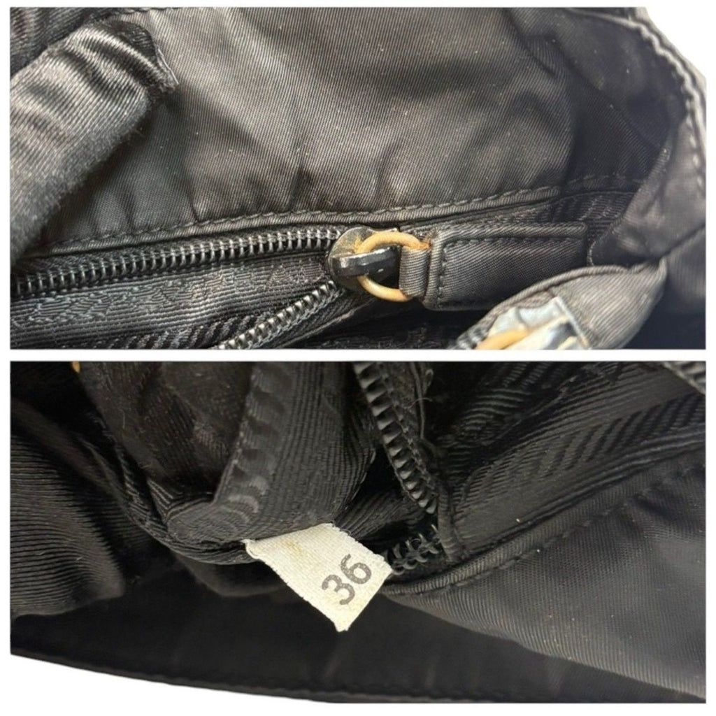 Prada Tessuto Triangle Logo Black Silver Nylon Tote — view 6