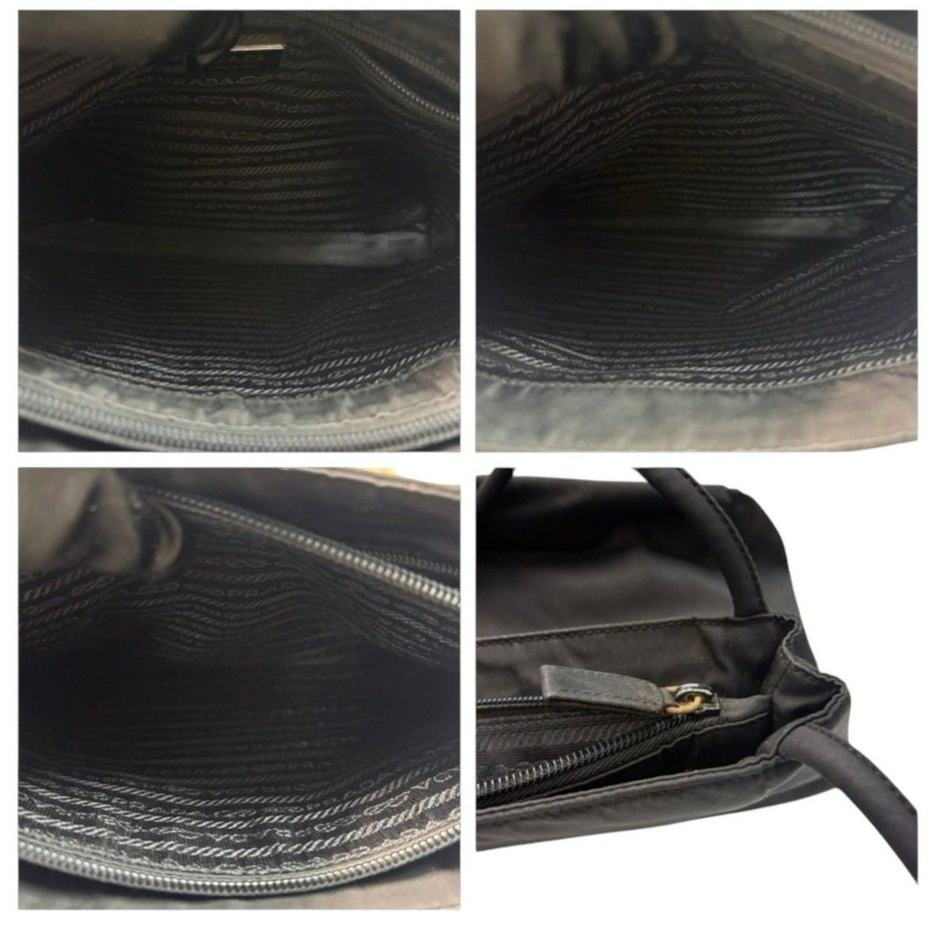 Prada Tessuto Triangle Logo Black Silver Nylon Tote — view 7