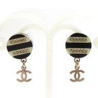 Chanel Classic Black and Gold Chain Earrings — view 2