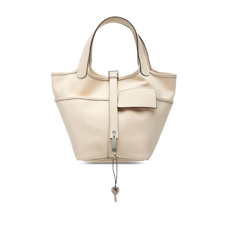 Hermes Picotin Lock PM Cargo Handbag Nata White Veau Swift Ash