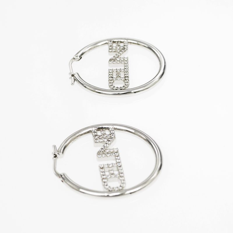Celine Earrings Hoop Crystal Silver Color Pair Accessories — view 4
