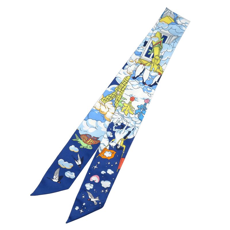 Hermes Twilly Sur Mon Nuage My Clouds Silk Marine Ciel Scarf 0085 — view 2