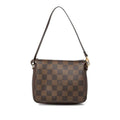 Louis Vuitton Damier Trousse Makeup Handbag Brown Leather