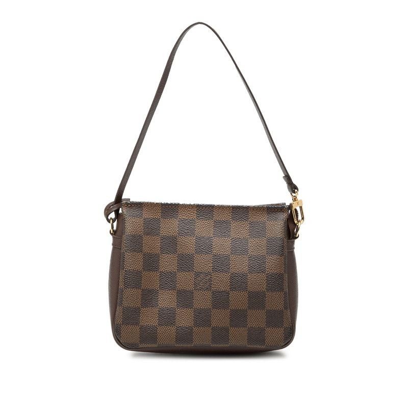Louis Vuitton Damier Trousse Makeup Handbag Brown Leather