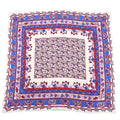 Hermes 100% Silk Paisley Motif All-over Pattern Shawl Scarf Ivory Red Blue