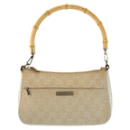 Gucci Bamboo Beige Silver GG Canvas Leather 001 Handbag