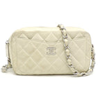 Chanel Shoulder Quilted Chain Lambskin White Bag