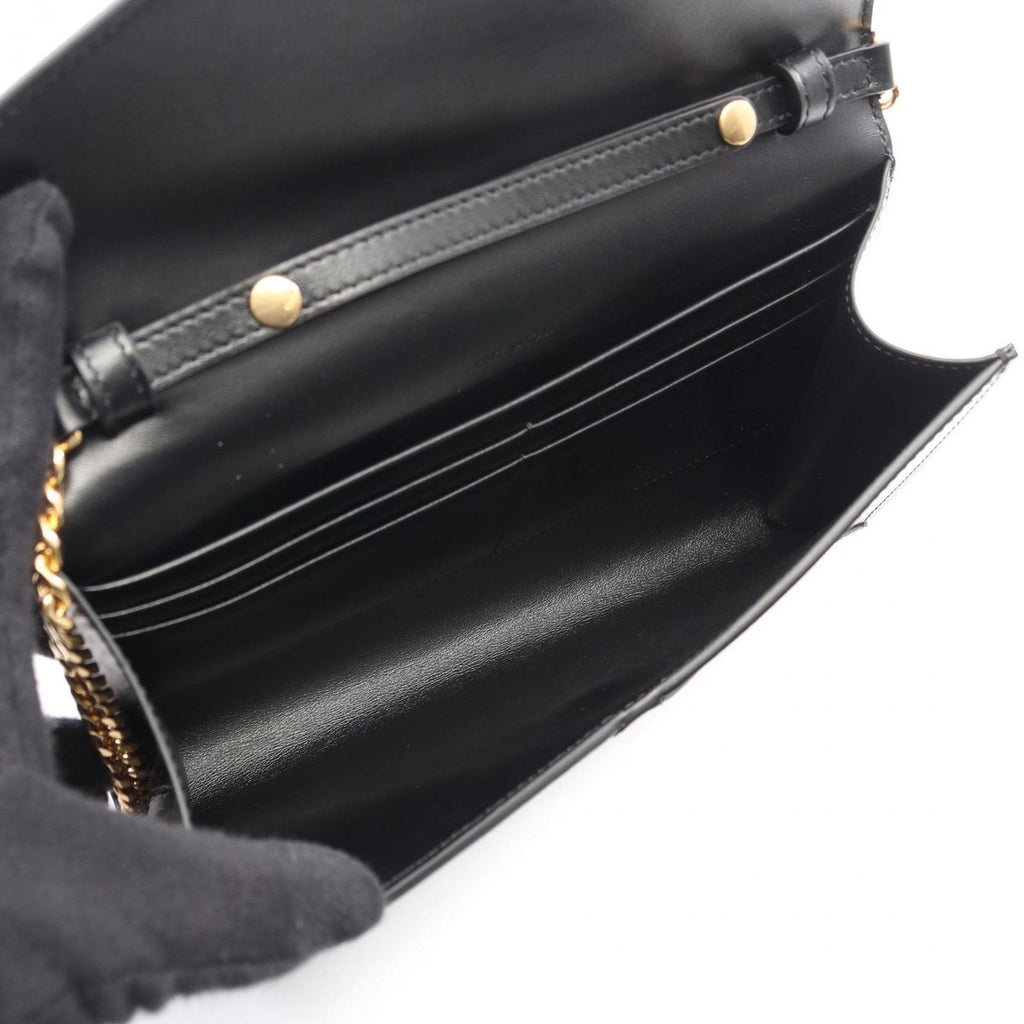 Celine Shoulder Bag Envelope Black Leather Chain Wallet — view 3