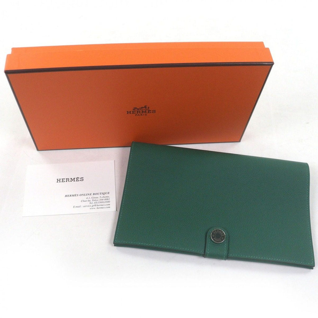 Hermes Toutenmain Veau Color Clou de Selle Silver Leather Wallet Passport Case — view 2