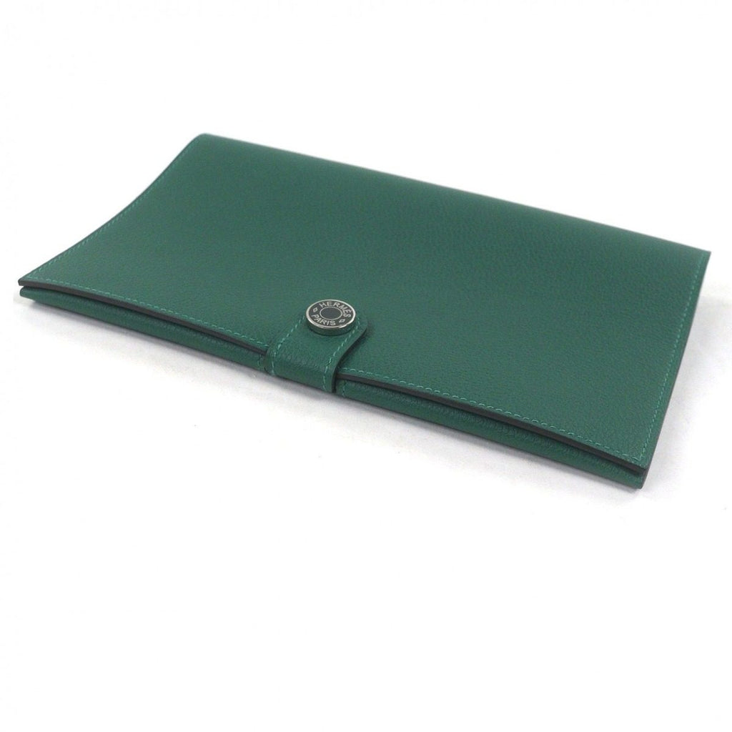 Hermes Toutenmain Veau Color Clou de Selle Silver Leather Wallet Passport Case — view 4