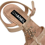 Chanel Sandals Shoes Patent Leather Pink Coco Mark Quilted Thong — view 7