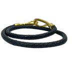 Hermes Jumbo Bracelet Bangle Choker Small Item Logo Leather GP Black — view 4