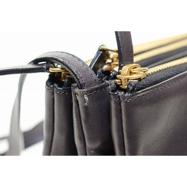 Celine Trio Large Shoulder Bag Pochette Crossbody Leather Pouch Brown Aa — view 6