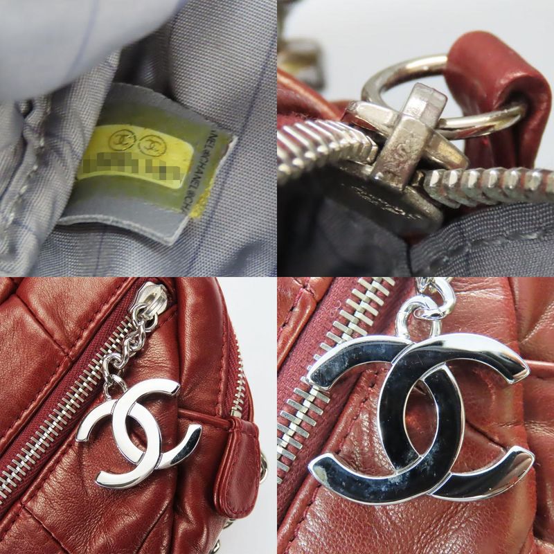 Chanel Shoulder Bag Quilted Lambskin Bordeaux Silver Hardware Chain — view 8