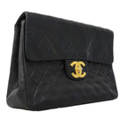 Chanel Shoulder Bag Deca Quilted Lambskin Black Gold — view 2