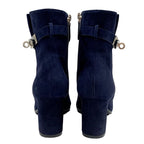 Hermes Saint Germain Boots Short Shoes Kelly Hardware Suede Navy — view 5