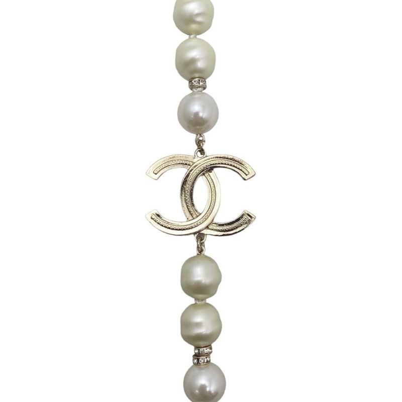 Chanel Long Necklace Coco Mark Pearl Rhinestone — view 5