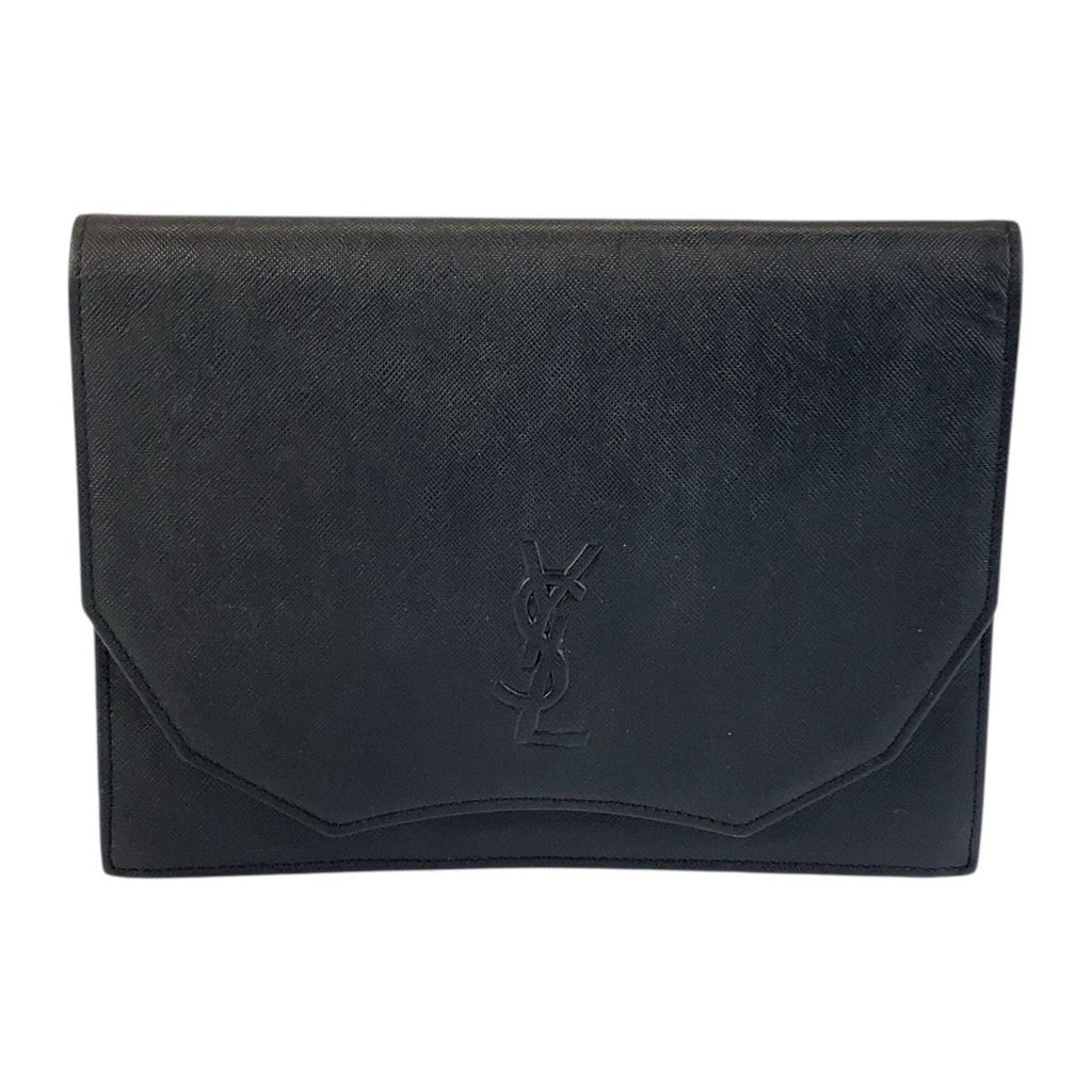 Saint Laurent Yves Vintage YSL Black Leather Clutch