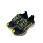 Gucci RUN Sneakers Shoes Fabric Black Yellow Interlocking G Logo