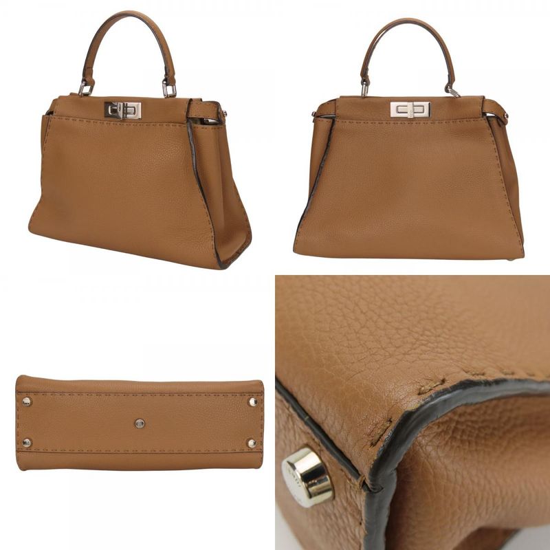 Fendi Handbag Peekaboo 8 Bn290 Selleria Leather Brown Silver Hardware 2-Way — view 2