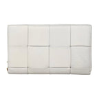 Bottega Veneta Wallet Cassette Zip Around Intrecciato White Gold