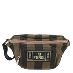 Fendi Belt Bag Pecan Stripe Pouch Black Brown