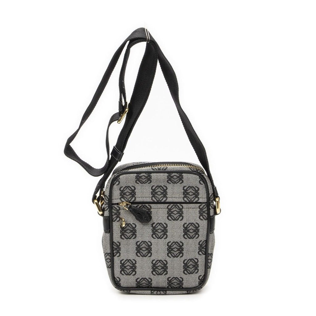 Loewe Zip Messenger Crossbody Black Gray Anagram Canvas