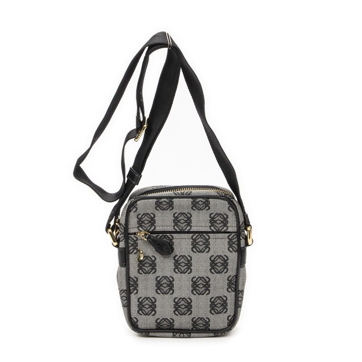 Loewe Zip Messenger Crossbody Black Gray Anagram Canvas