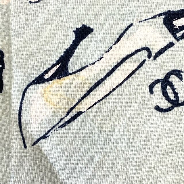 Chanel Scarf Handkerchief Bandana Camellia Logo Coco Mark Light Blue Black — view 7