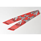 Hermes Twilly Scarf Gibra Motif Red Multi — view 6