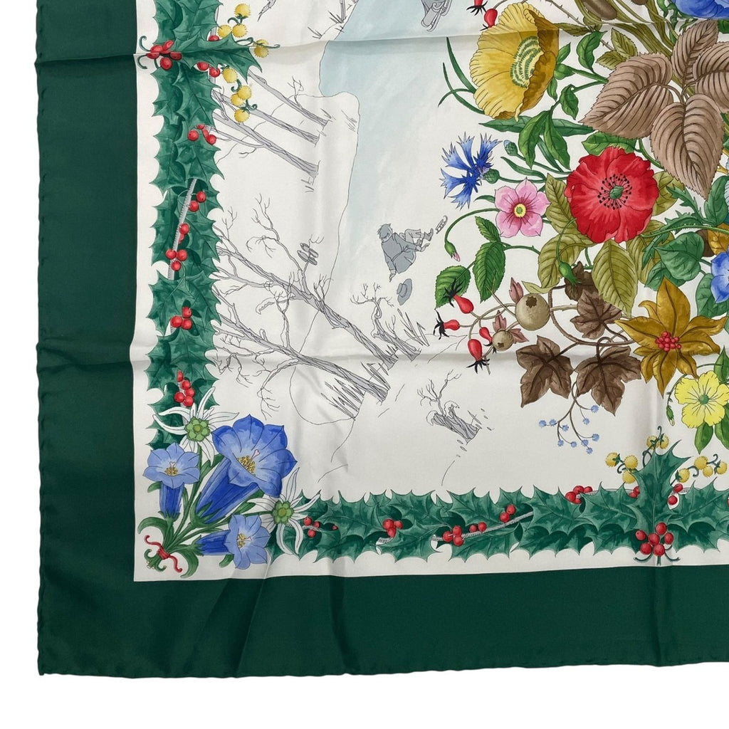 Gucci Scarf Silk Bouquet Ice Skate Holly Green — view 4