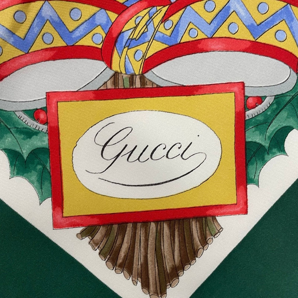 Gucci Scarf Silk Bouquet Ice Skate Holly Green — view 6