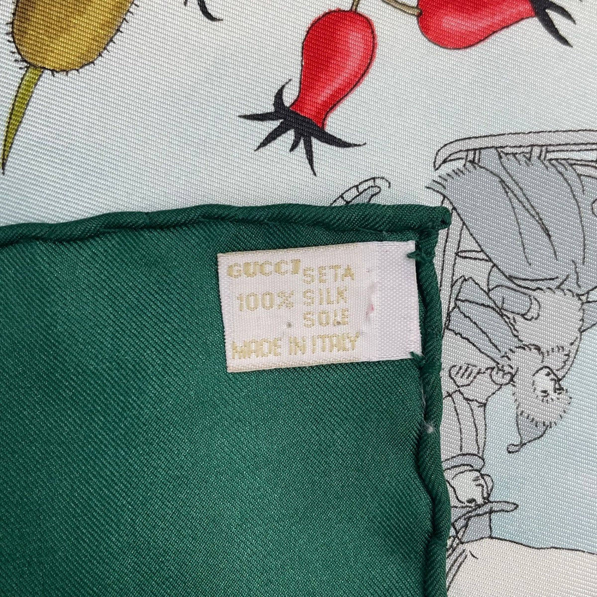 Gucci Scarf Silk Bouquet Ice Skate Holly Green — view 8