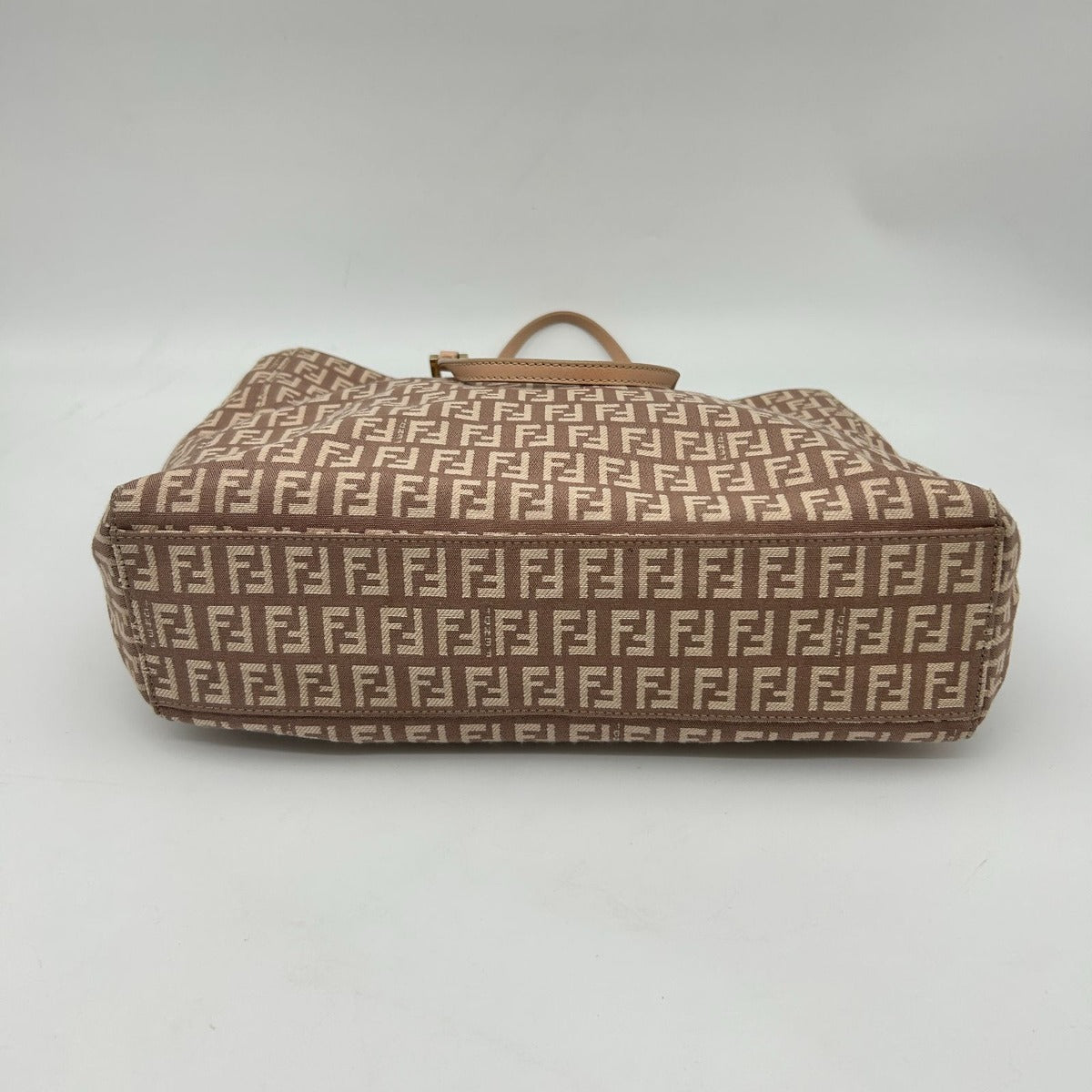 Fendi Zucchino Zucca Pattern Tote Canvas Leather Pink Beige Gold — view 5