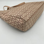 Fendi Zucchino Zucca Pattern Tote Canvas Leather Pink Beige Gold — view 6