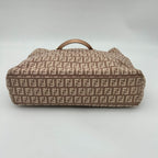 Fendi Zucchino Zucca Pattern Tote Canvas Leather Pink Beige Gold — view 8
