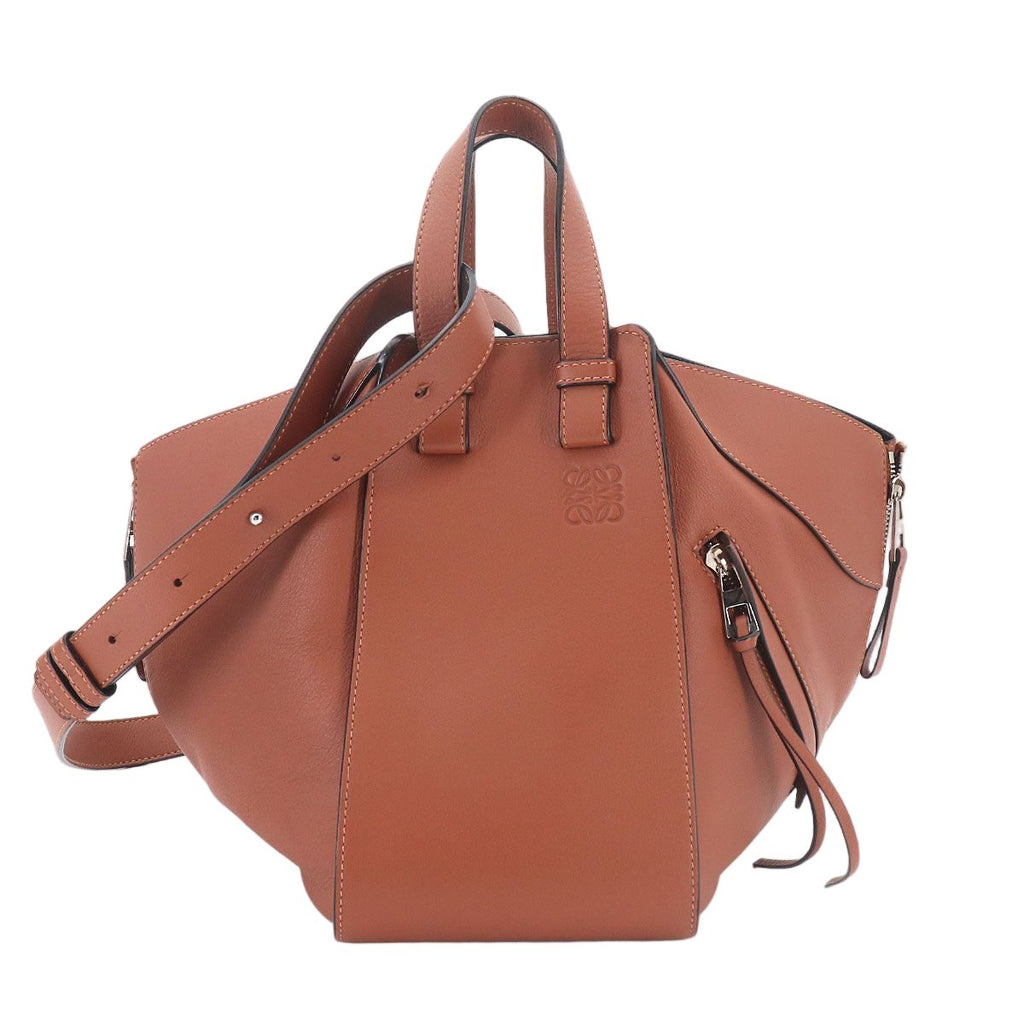 Loewe Hammock Small 2-Way Bag Leather Brown Silver