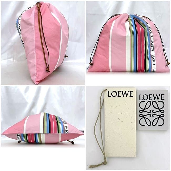 Loewe Draw String Bag Pink Stripe Large — view 3