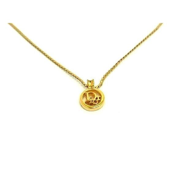 Christian Dior Necklace With Circle Logo Gold Metal — view 2