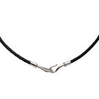 Hermes Jumbo Choker Bracelet Black Silver Hardware Leather Metal — view 2