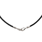 Hermes Jumbo Choker Bracelet Black Silver Hardware Leather Metal