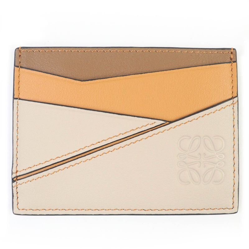 Loewe Puzzle Plain Card Holder Anagram Engraved Leather Case Brown — view 2