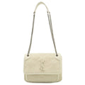 Saint Laurent Paris Yves YSL Niki Baby Chain Shoulder Cles Tweed Leather White