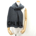 Chanel Shawl Aaa623 Gray Black 2025 Cruises Cashmere Logo Simple — view 9