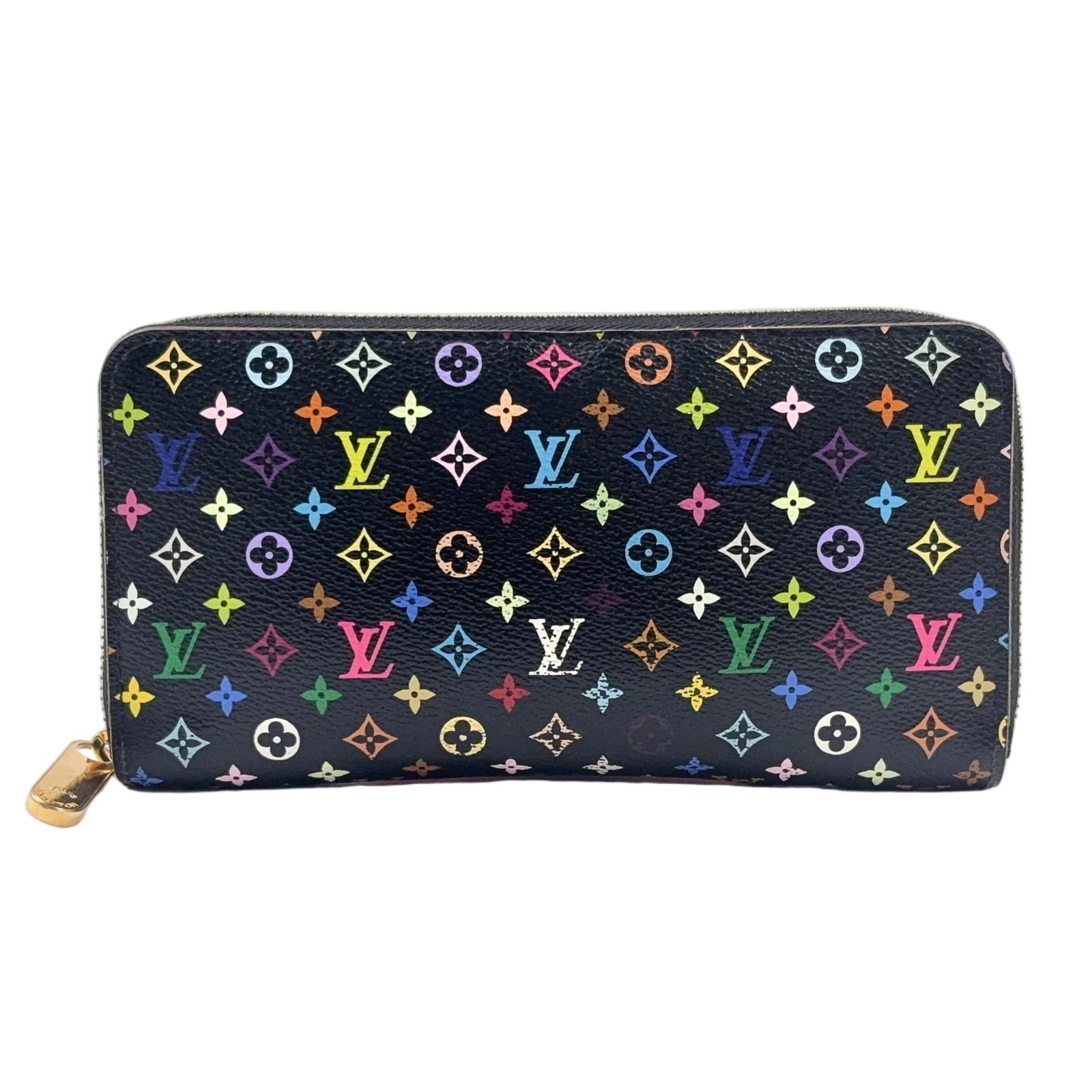 Louis Vuitton Zippy Wallet Monogram Multicolor Noir Grenade Black Round Gold