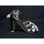 Chanel CC Logo Camellia Leather Heel Sandals 36 Shoes Black — view 2