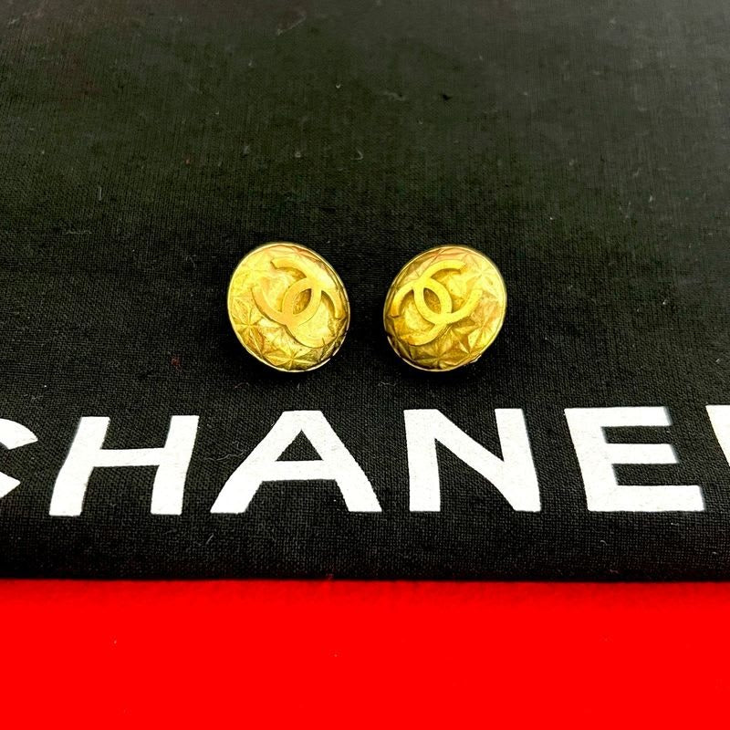 Chanel Vintage Coco Mark Motif GP Earrings Ear Cuff Accessory Gold 95P