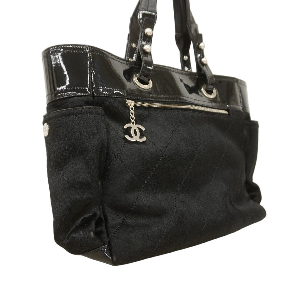 Chanel Tote Paris Biarritz Calf Hair Black Silver — view 2