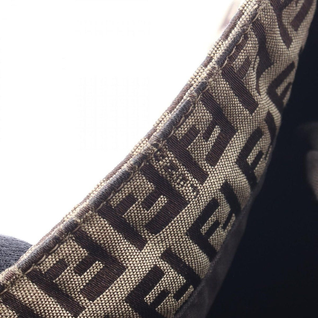 Fendi Shoulder Bag Zucchino Brown Dark Canvas Leather — view 5